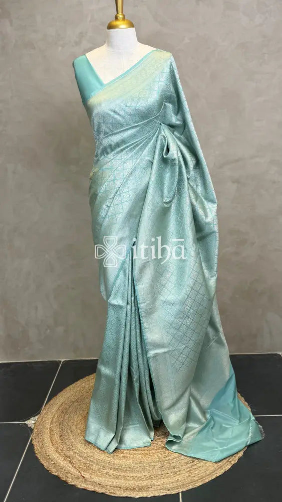 SEMI KATAN WATER ZARI BROCADE BANARASI SAREE - LIGHT BLUE