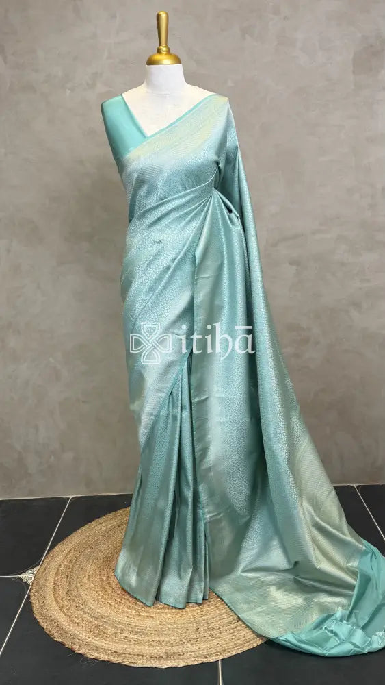 SEMI KATAN WATER ZARI BROCADE BANARASI SAREE - LIGHT BLUE