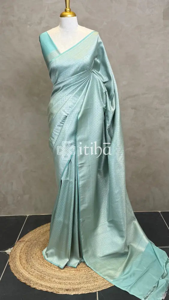 SEMI KATAN WATER ZARI BROCADE BANARASI SAREE - LIGHT BLUE