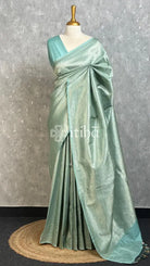 SEMI KATAN WATER ZARI BROCADE BANARASI SAREE - PASTEL MINT GREEN