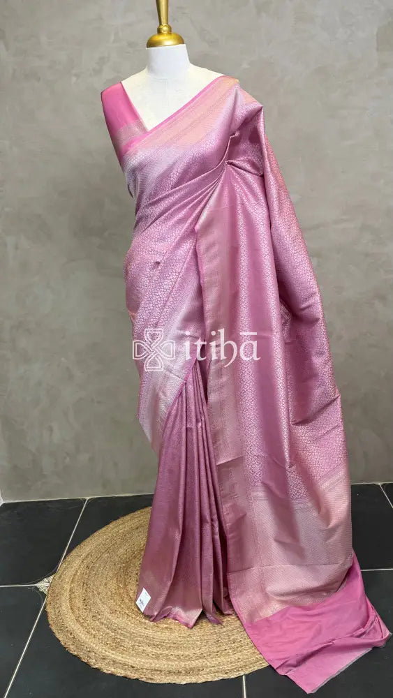 SEMI KATAN WATER ZARI BROCADE BANARASI SAREE - PINK