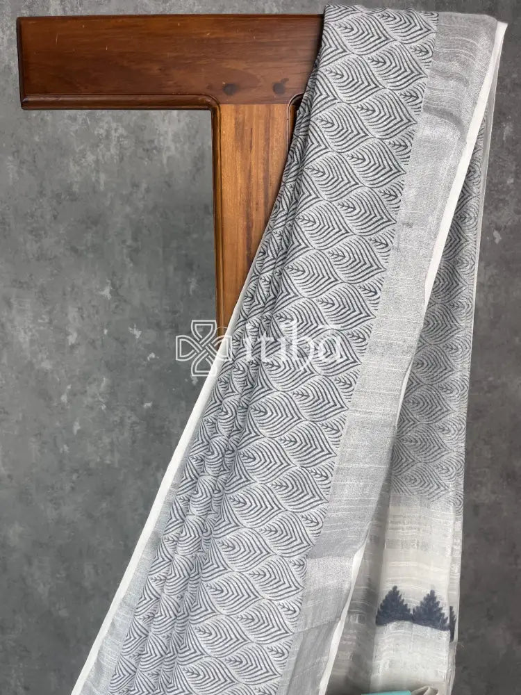 SEMI LINEN PRINTED SAREE