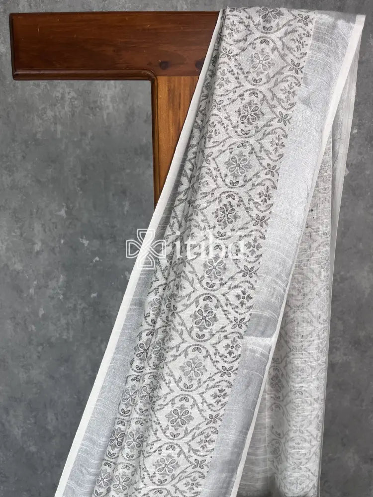 SEMI LINEN PRINTED SAREE