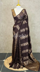 SEMI MATKA TUSSAR BANARASI SAREE - coffee brown