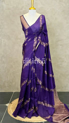 SEMI MATKA TUSSAR BANARASI SAREE - DEEP PURPLE