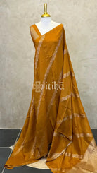 SEMI MATKA TUSSAR BANARASI SAREE - MUSTARD BROWN