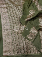 SEMI MATKA TUSSAR BANARASI SAREE - olive green
