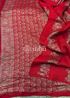 SEMI MATKA TUSSAR BANARASI SAREE - Red