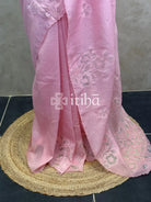 SEMI ORGANZA APPLIQUE EMBROIDERY SAREE