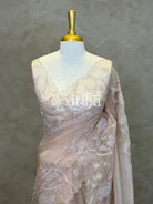 SEMI ORGANZA APPLIQUE EMBROIDERY SAREE