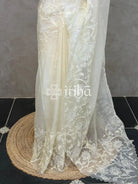 SEMI ORGANZA APPLIQUE EMBROIDERY SAREE