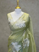 SEMI ORGANZA APPLIQUE SAREE