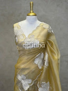 SEMI ORGANZA APPLIQUE SAREE