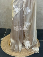 SEMI ORGANZA APPLIQUE SAREE