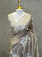 SEMI ORGANZA APPLIQUE SAREE