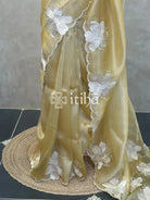 SEMI ORGANZA APPLIQUE SAREE