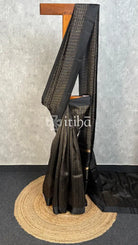 SEMI ORGANZA BANARASI SAREE - Black