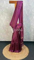 SEMI ORGANZA BANARASI SAREE - DEEP PLUM PURPLE