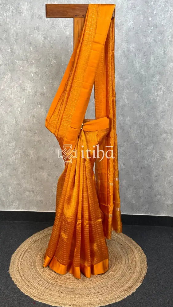SEMI ORGANZA BANARASI SAREE - mustard yellow