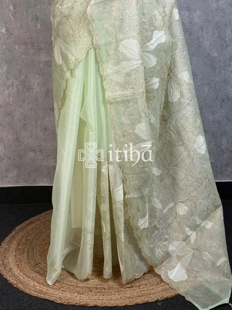 SEMI ORGANZA EMBROIDERY SAREE