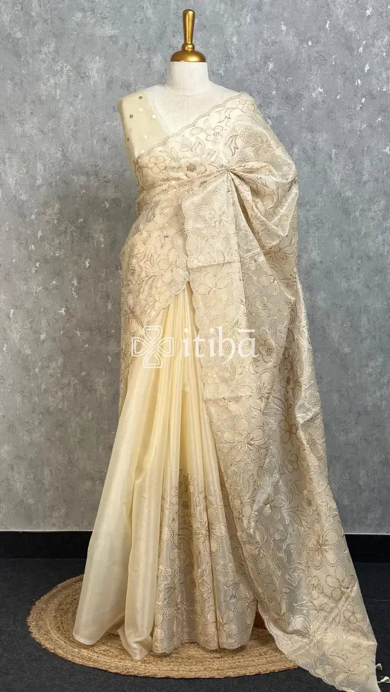 SEMI ORGANZA EMBROIDERY SAREE