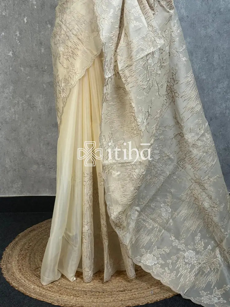 SEMI ORGANZA EMBROIDERY SAREE