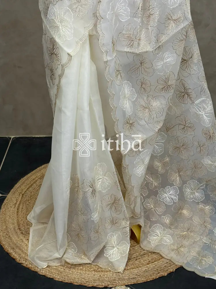SEMI ORGANZA EMBROIDERY SAREE