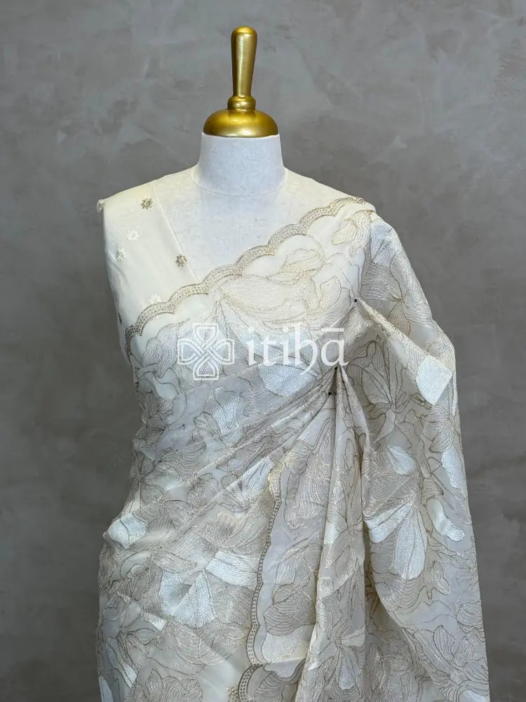 SEMI ORGANZA EMBROIDERY SAREE
