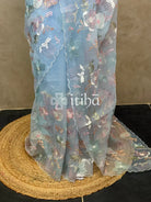 SEMI ORGANZA EMBROIDERY SAREE - PASTEL BLUE