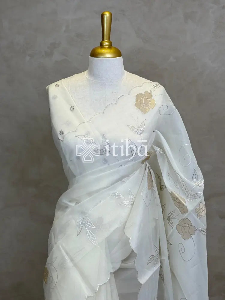 SEMI ORGANZA EMBROIDERY SAREE