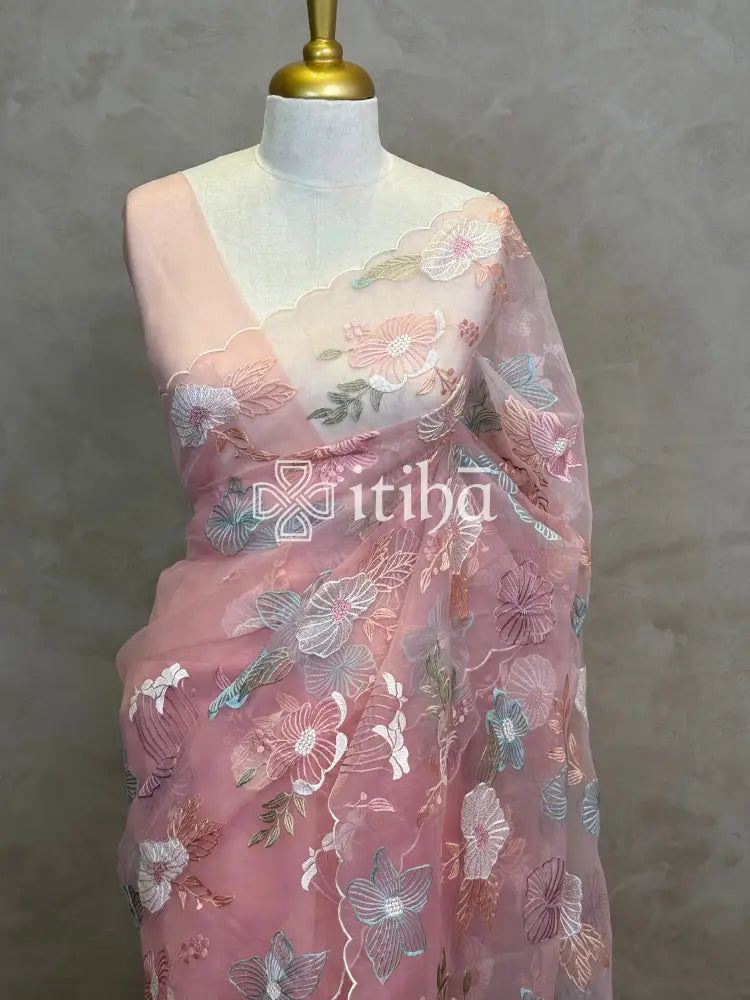 SEMI ORGANZA EMBROIDERY SAREE