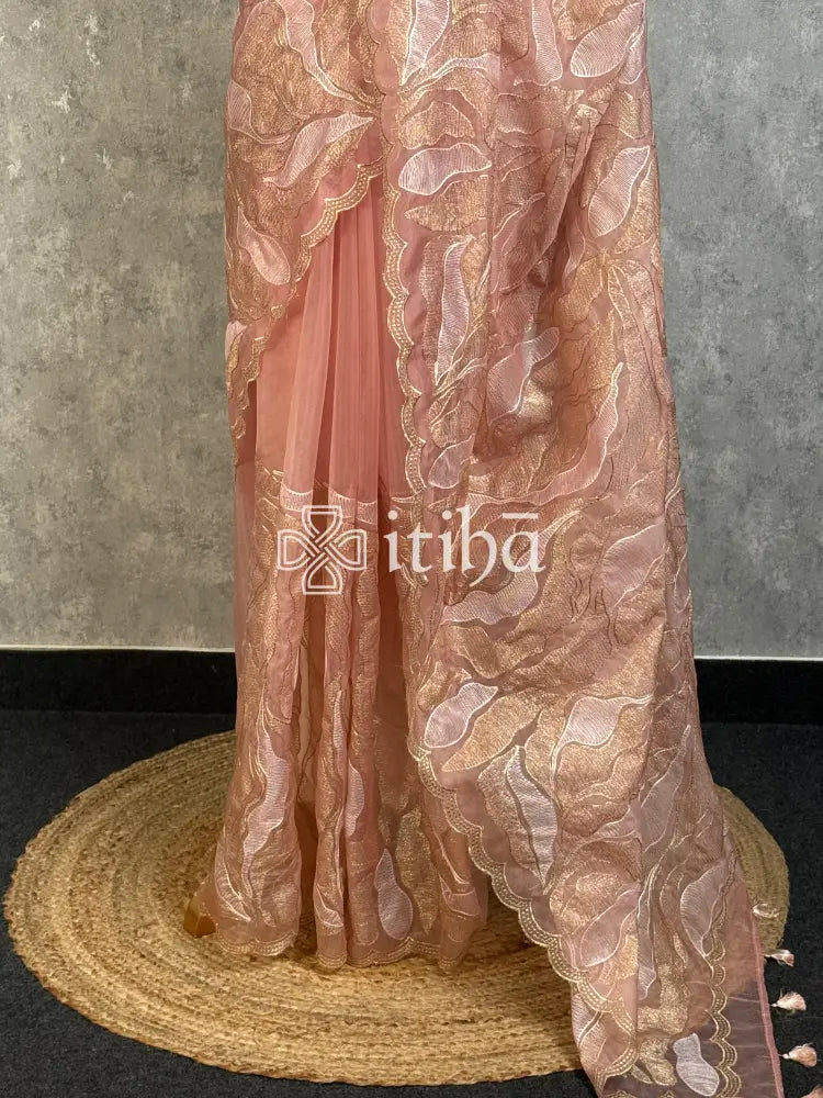 SEMI ORGANZA EMBROIDERY SAREE