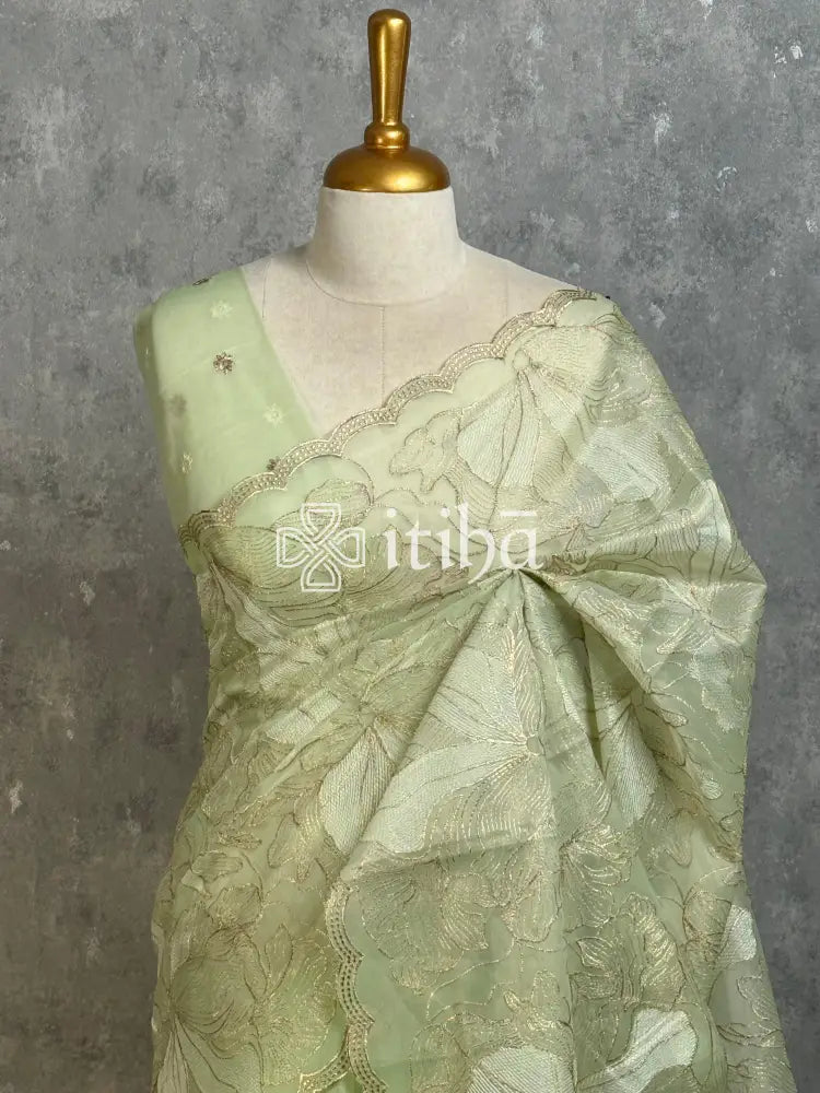 SEMI ORGANZA EMBROIDERY SAREE