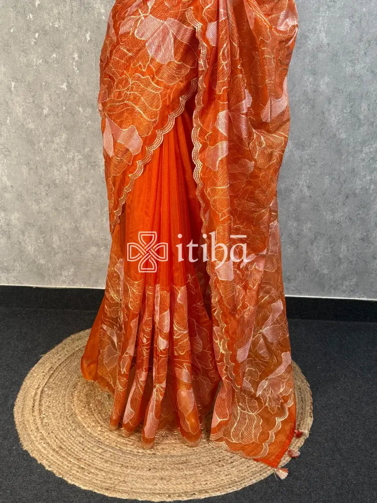 SEMI ORGANZA EMBROIDERY SAREE
