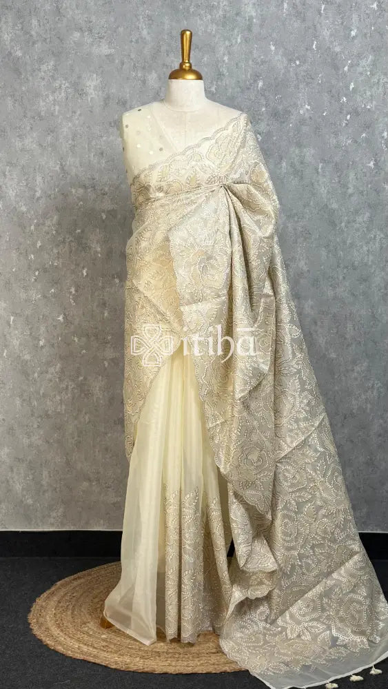 SEMI ORGANZA EMBROIDERY SAREE