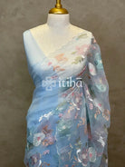 SEMI ORGANZA EMBROIDERY SAREE - PASTEL BLUE
