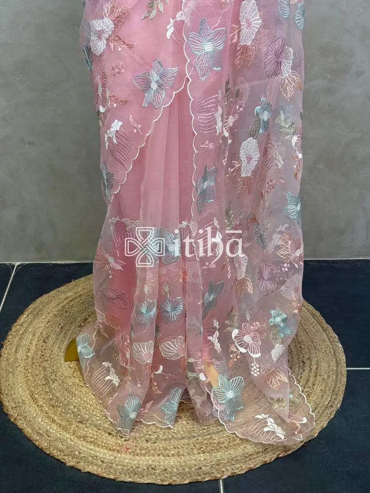 SEMI ORGANZA EMBROIDERY SAREE