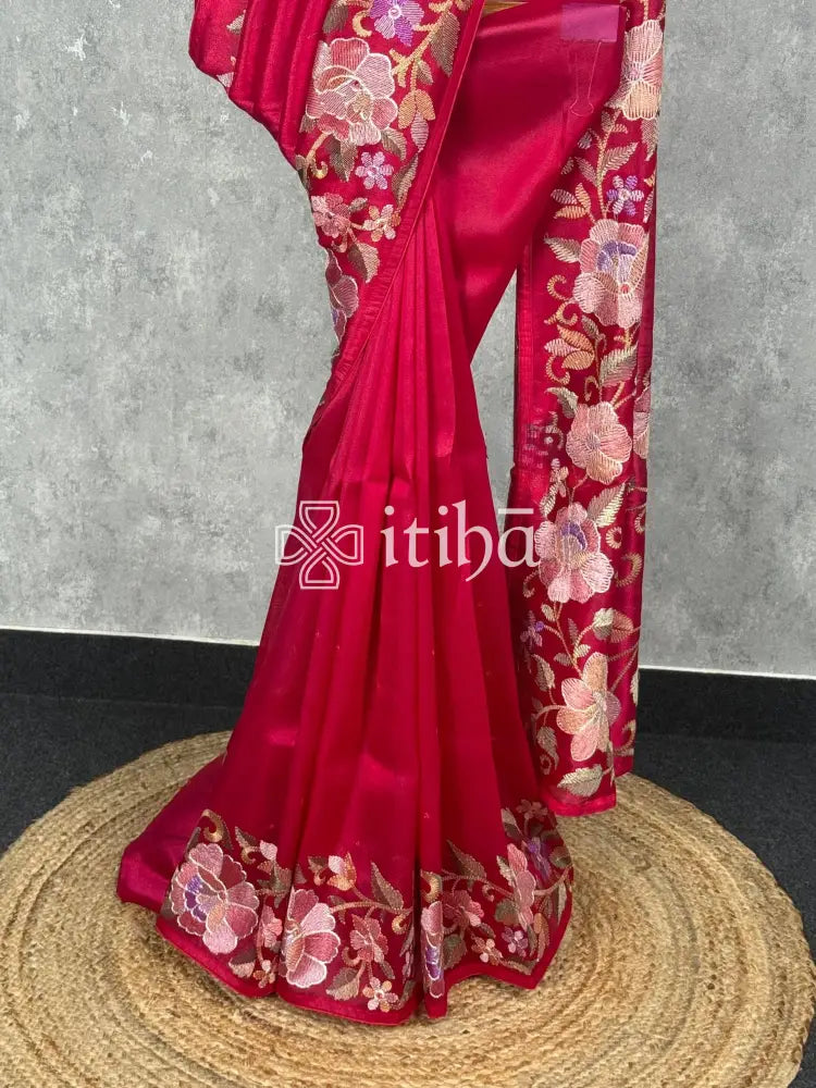 SEMI ORGANZA EMBROIDERY SAREE