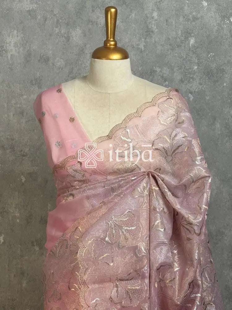 SEMI ORGANZA EMBROIDERY SAREE