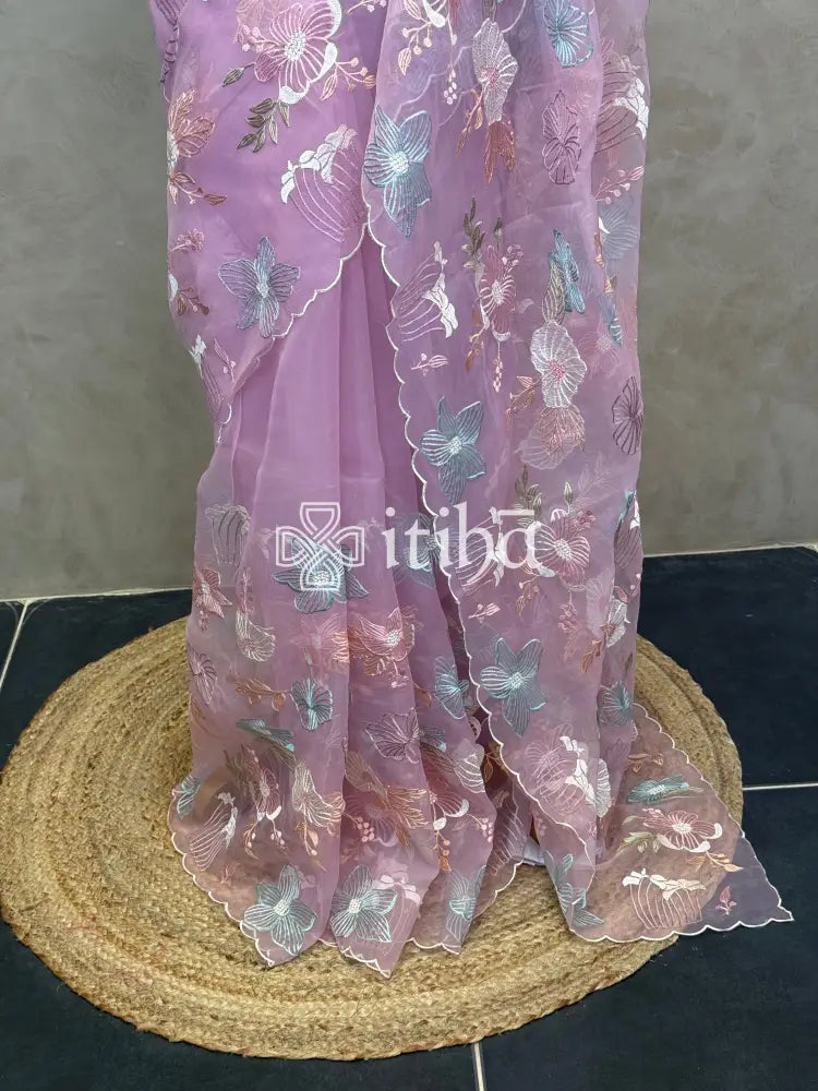 SEMI ORGANZA EMBROIDERY SAREE