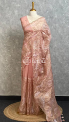 SEMI ORGANZA EMBROIDERY SAREE - DUSTY MAUVE PINK