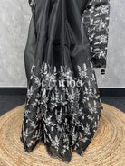SEMI ORGANZA THREAD EMBROIDERY SAREE