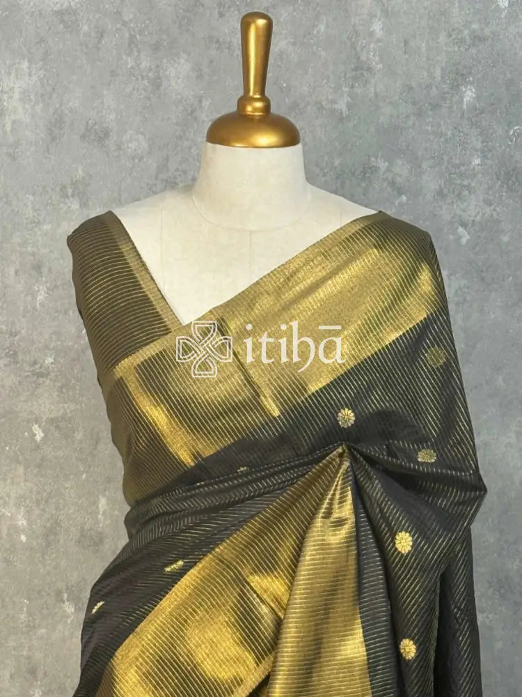SEMI SILK BANARASI SAREE - Black