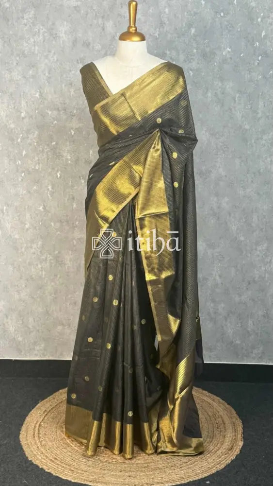 SEMI SILK BANARASI SAREE - Black
