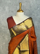 SEMI SILK BANARASI SAREE - BURNT ORANGE