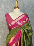 SEMI SILK BANARASI SAREE - olive green