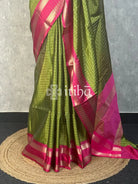 SEMI SILK BANARASI SAREE - olive green