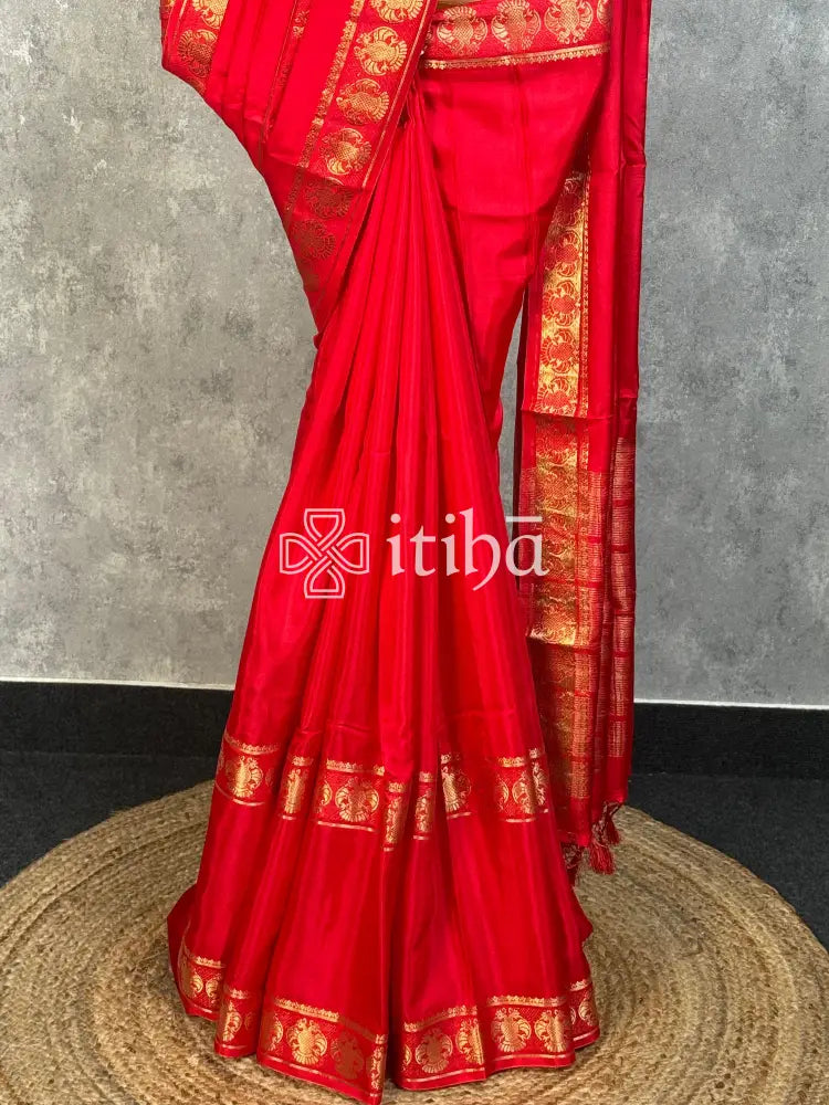 SEMI SILK BANARASI SAREE - Red