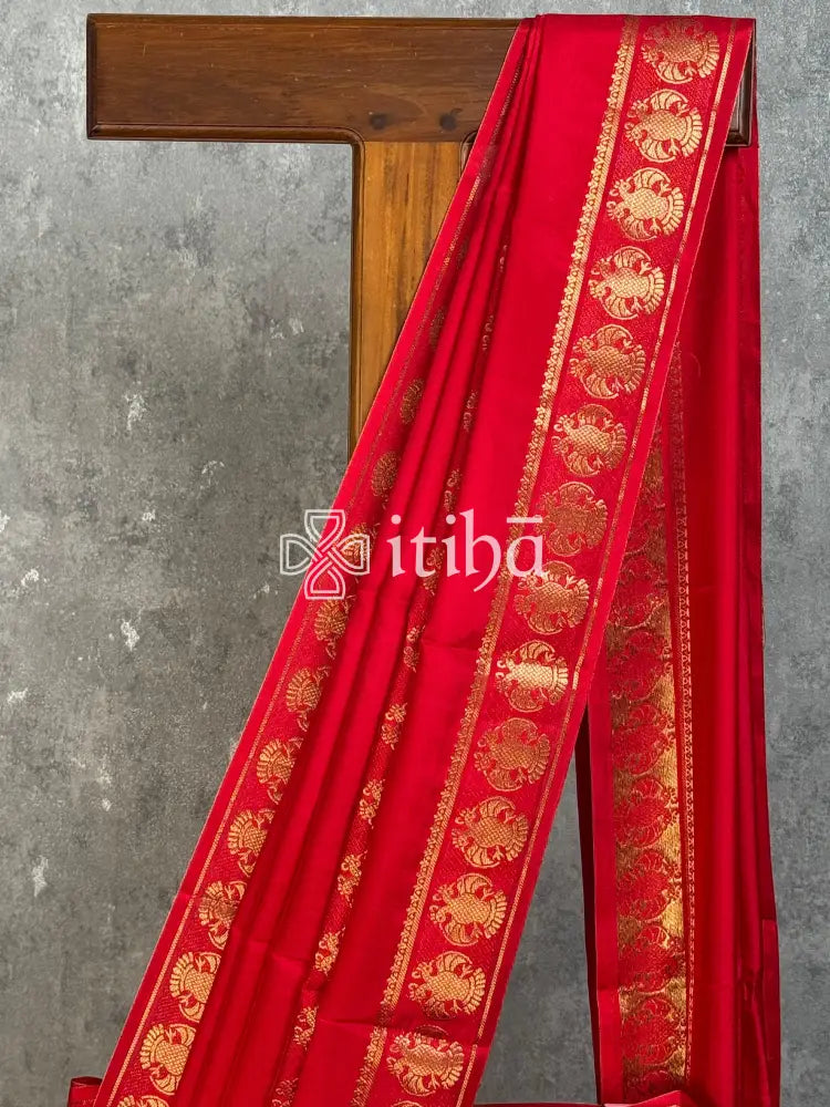 SEMI SILK BANARASI SAREE - Red