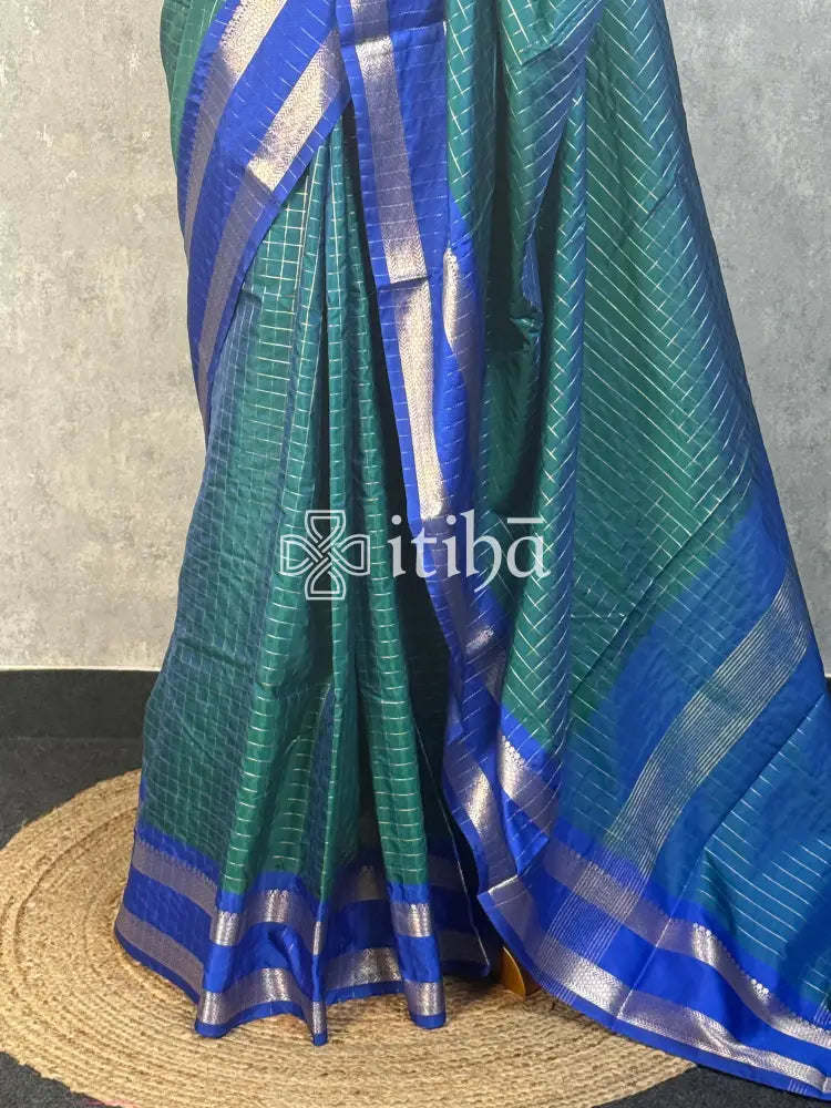 SEMI SILK BANARASI SAREE - TEAL GREEN